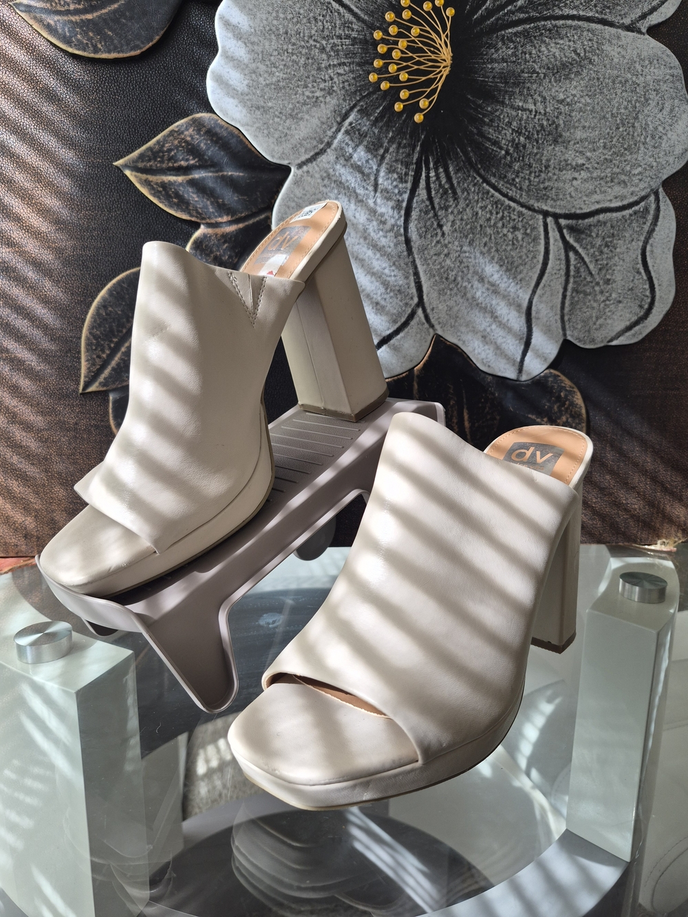 Dolce Vita Ivory Block Heel Slide Mules
